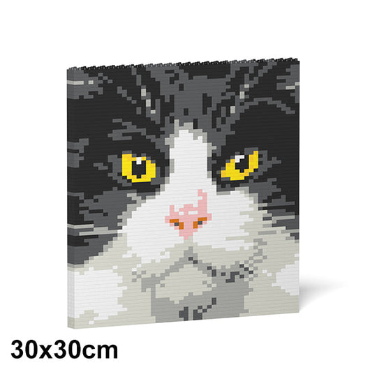 Tuxedo Cat Brick Painting 01S